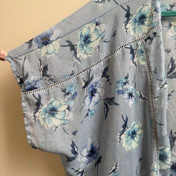 Band of Gypsies Anthropologie Long Kimono Cardigan Blue Sheer Sz XS/S - Picture 3 of 5